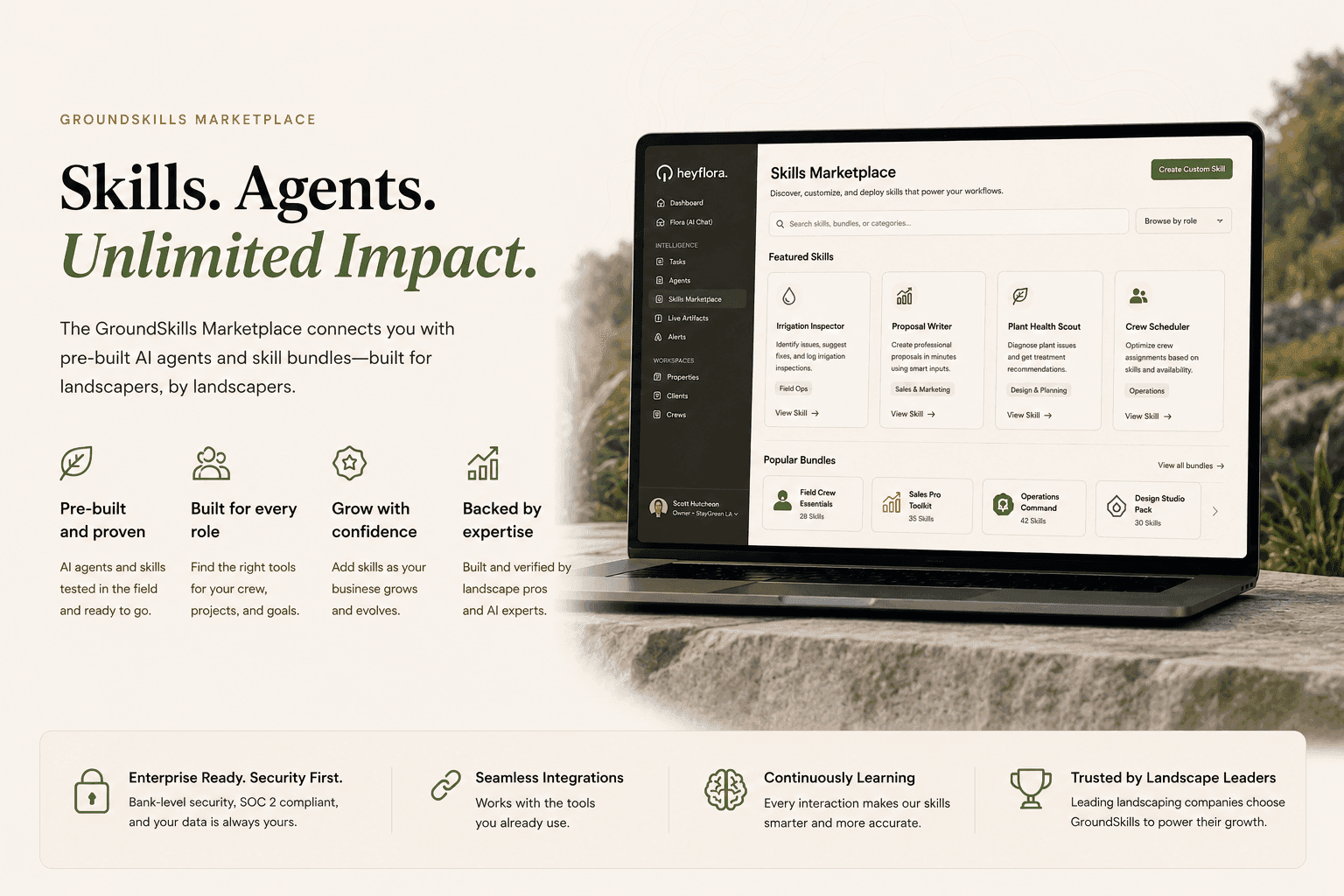 GroundSkills Marketplace, skills, agents, and unlimited impact, the AI marketplace built for landscape companies